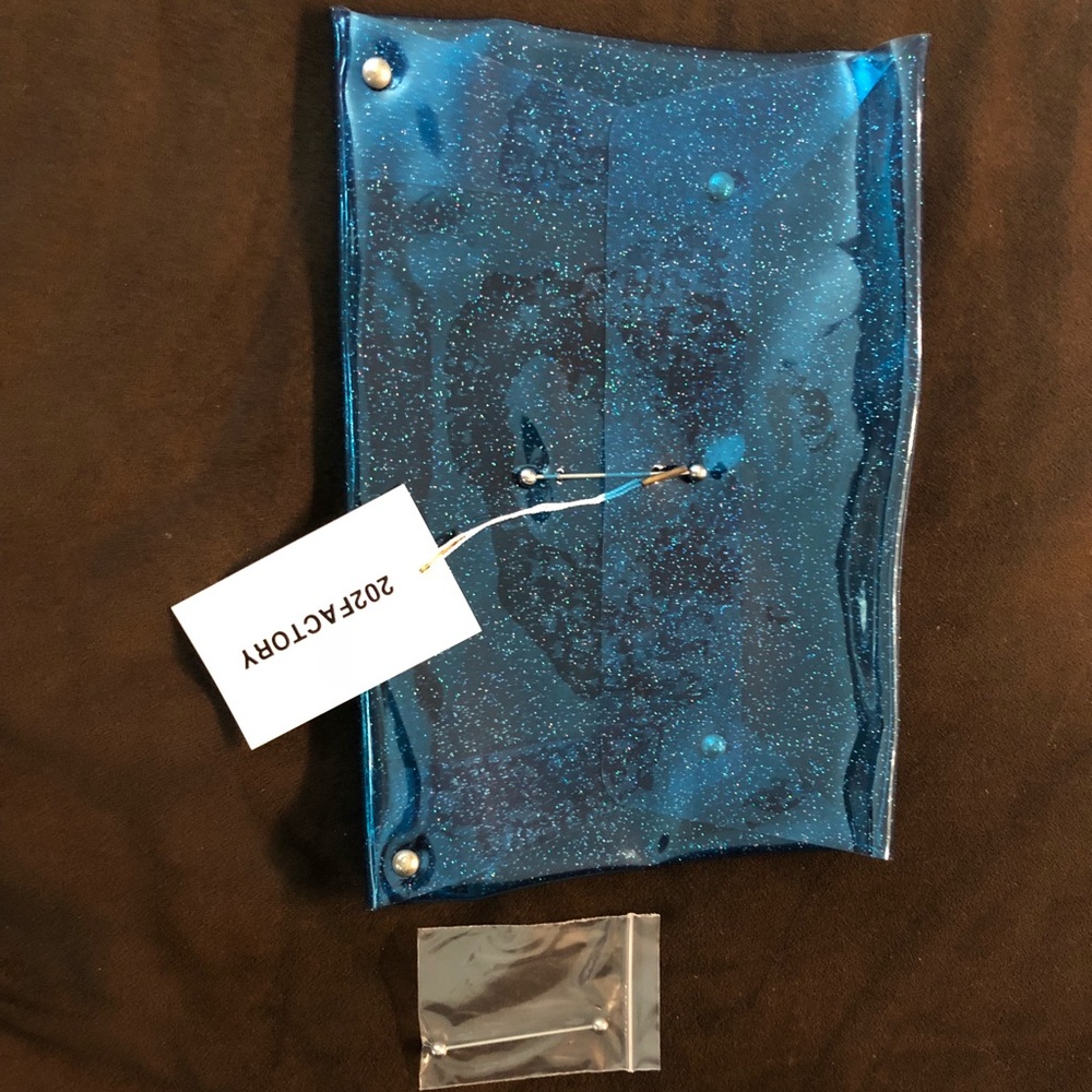 Factory 202/opening ceremony blue glitter clutch
